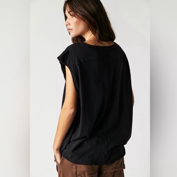 Free People Naomi Tee Washed Black Size Small - Picture 3 of 6